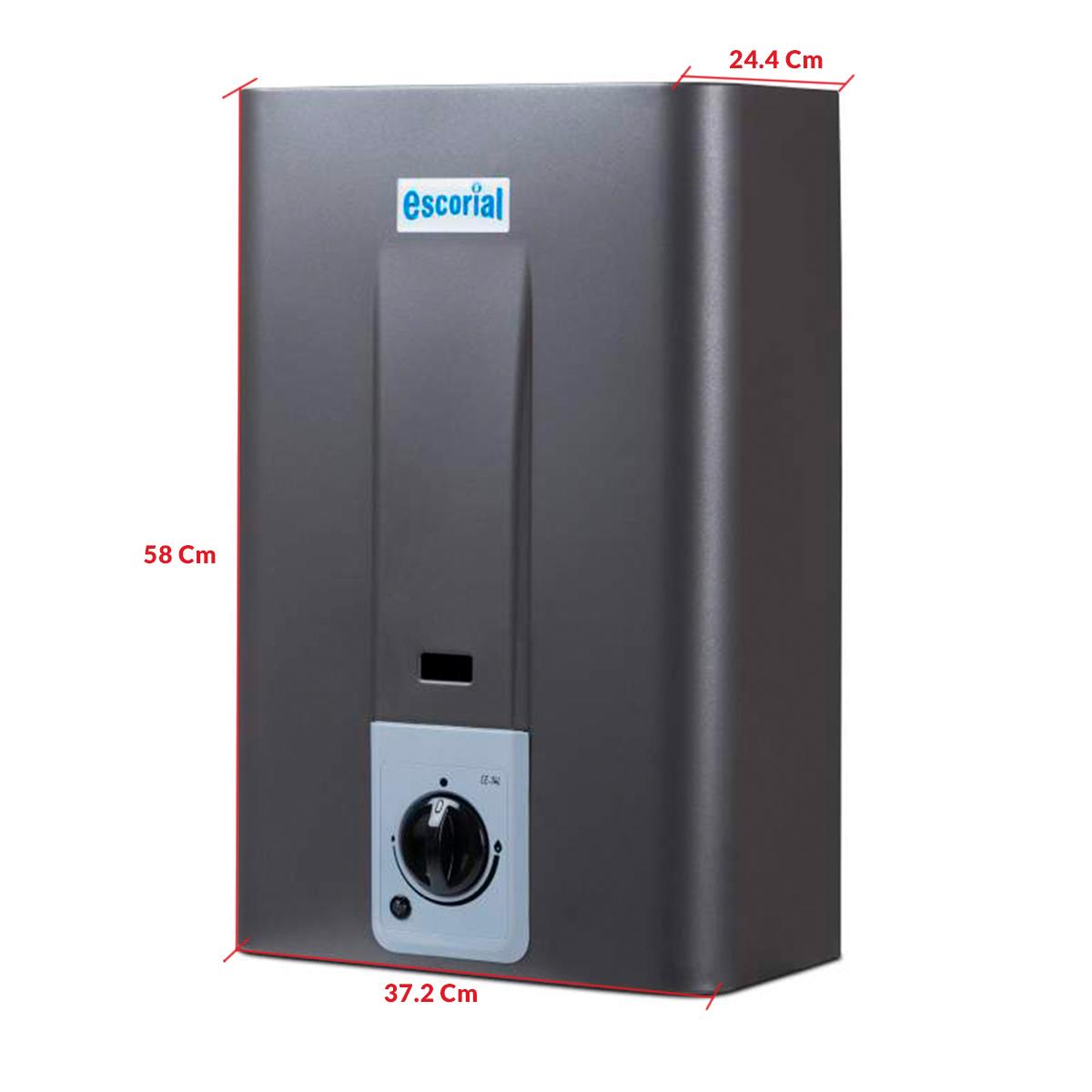 Calefon A Gas Natural 14L Escorial CE-14LBN Grafito